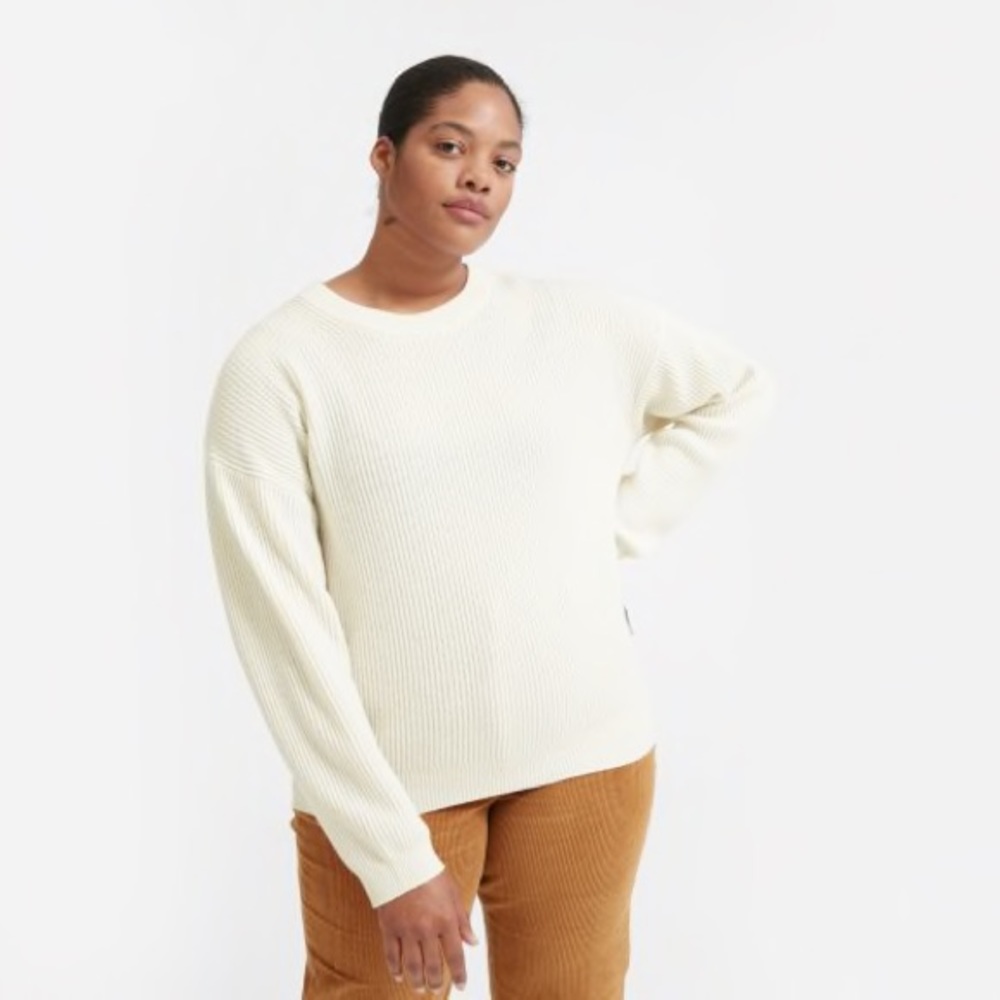Everlane 100% Cashmere Ribbed Crew Cream sweater S